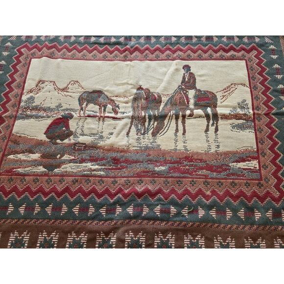 Goodwin Weavers Vintage Tapestry Throw Blanket Native American Horse Western - Picture 1 of 9